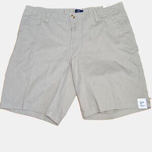 GEORGE Stretch Twill Flat Front Beige/Khaki Shorts, 9" Inseam, Size 36